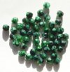 50 6mm Faceted Satin Green Tortoise Firepolish Beads